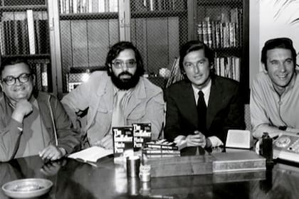 Mario Puzo, Francis Ford Coppola y los productores Robert Evans y Al Ruddy