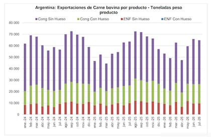 “Con relación a los primeros siete meses de 2025, los volúmenes exportados son un 6,7% superiores”, señaló Ravettino
