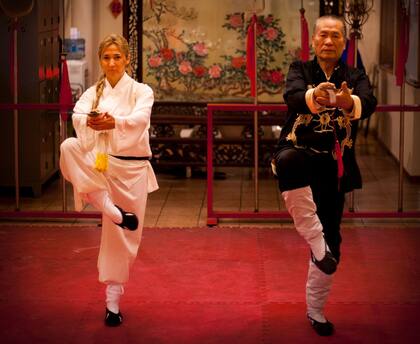 Con su maestro Lin Ching Sung