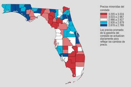 Con un precio promedio de US$0,82 por litro, la zona de West Palm Beach-Boca Raton lidera el ranking de combustibles más caros en Florida