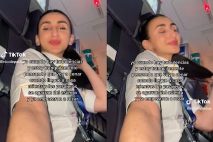 Con un toque de humor ácido, una azafata compartió en sus redes cómo vive con normalidad las turbulencias, ante la atónita mirada de los pasajeros