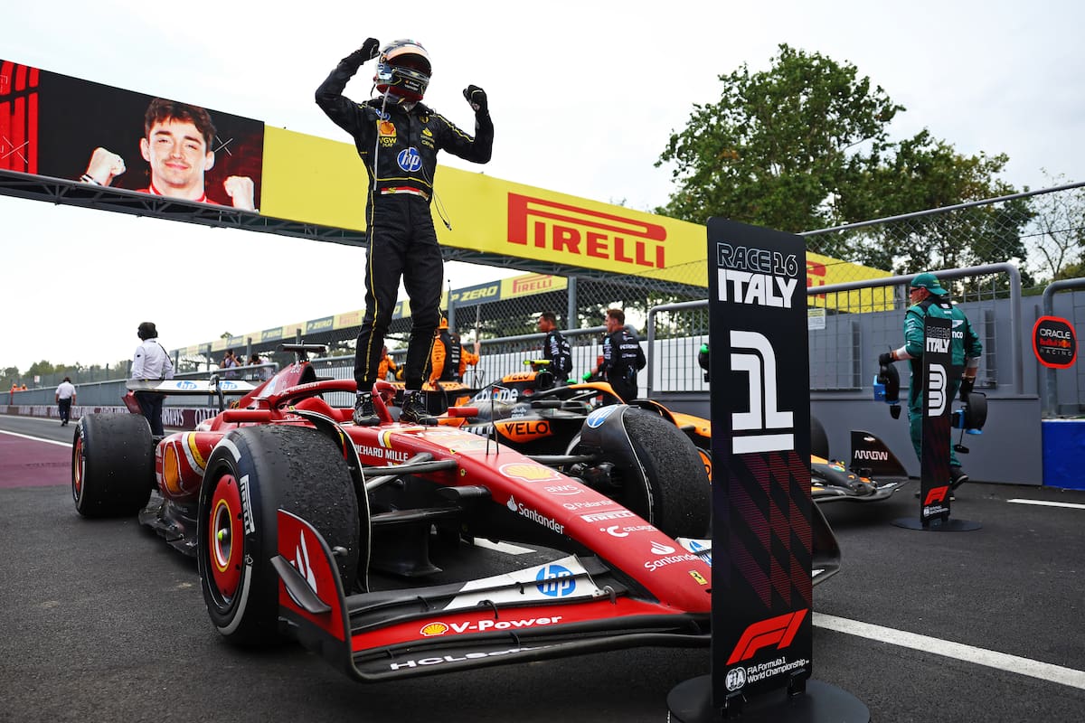 Con una estrategia sorprendente de una parada, Ferrari elevó a Charles Leclerc a la victoria del Gran Premio de Italia; el monegasco sumó su segundo éxito en la temporada