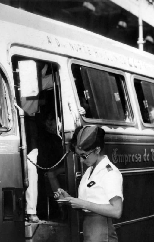 Con uniforme de verano durante el Operativo Tranquilidad, una agente labra la multa al colectivero de la línea 229 por no haberse arrimado al cordón para que subieran los pasajeros.
