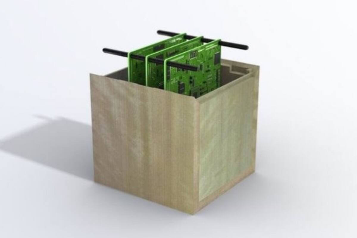 Concepto de satélite de madera