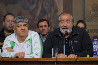 Conferencia de la CGT por el paro general. Héctor Daer y Pablo Moyano