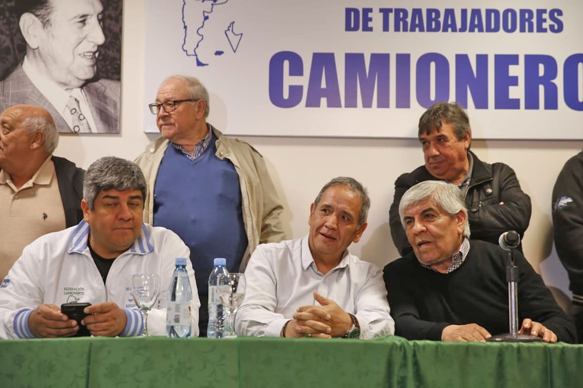 Conferencia de prensa de camioneros. Hugo Moyano,