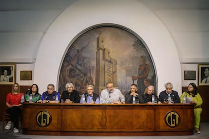 Conferencia de prensa de la CGT donde se ratificó la movilización y el paro