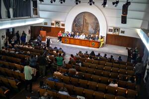Conferencia de prensa de la CGT donde se ratificó la movilización y el paro