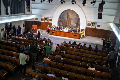 Conferencia de prensa de la CGT donde se ratificó la movilización y el paro