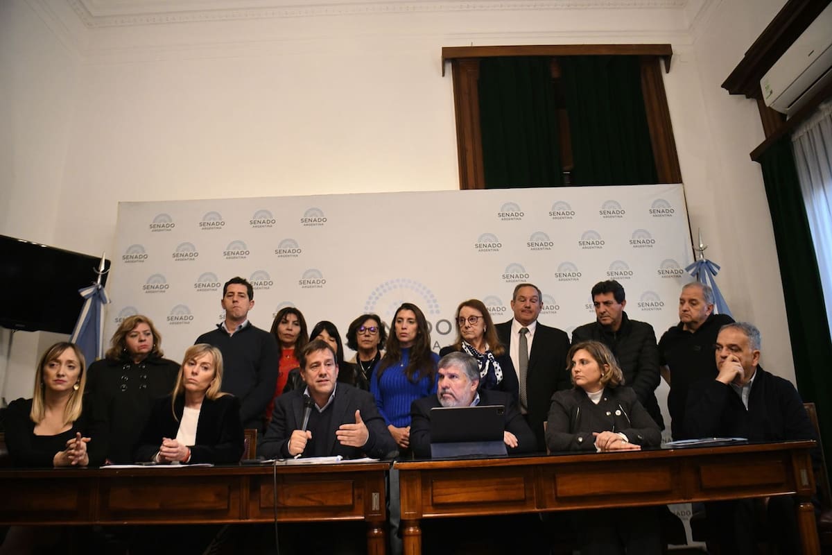 Conferencia de prensa de los senadores de Unión por la Patria