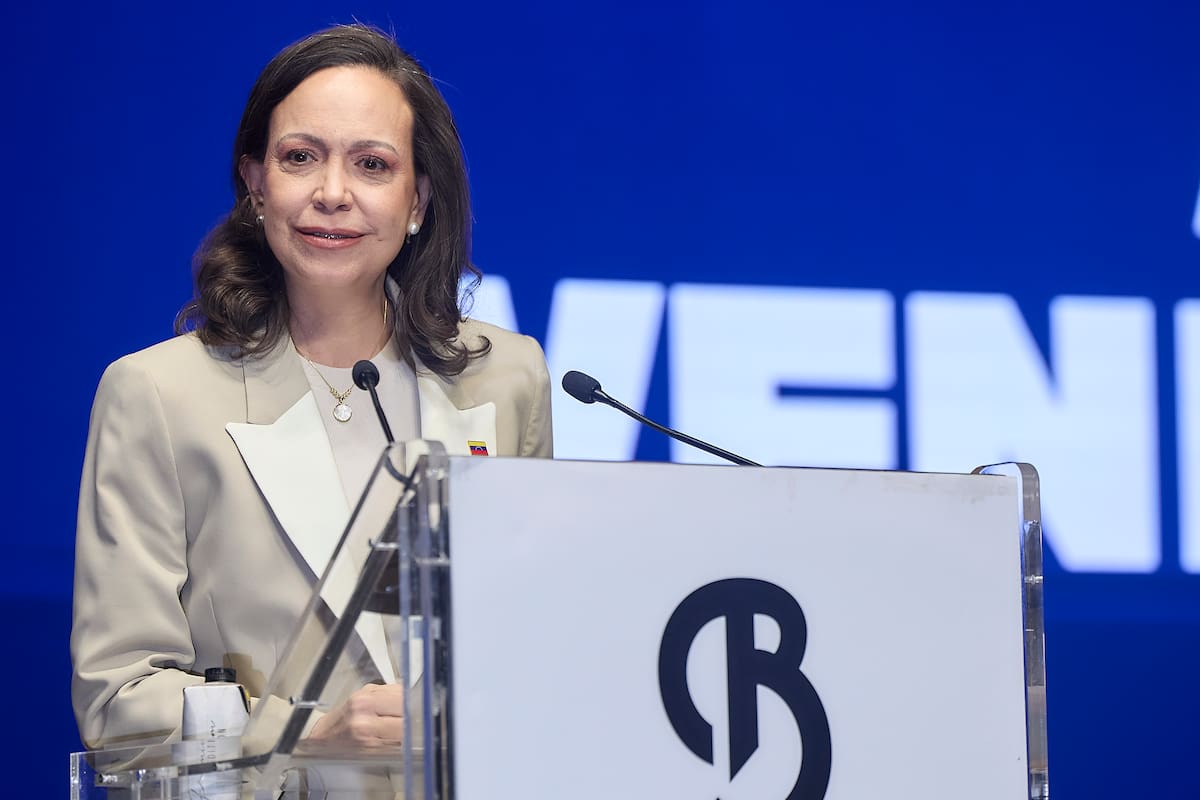 Conferencia de prensa de Maria Corina Machado, en Madrid (Getty Images)