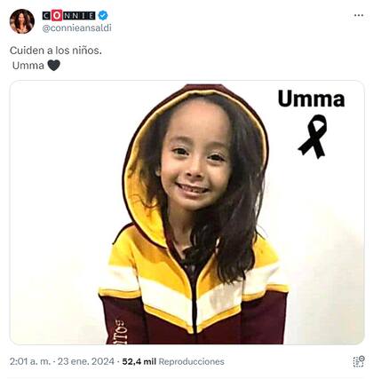 Connie Ansaldi posteó una foto de la pequeña