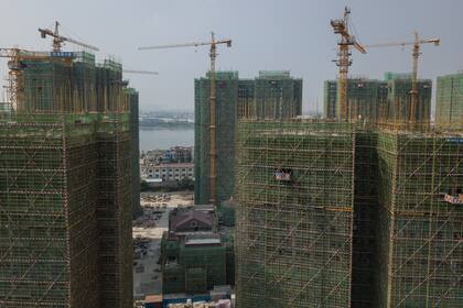Construcción de Evergrande Mansions en Dongguan, en septiembre de 2021