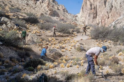 Construcción de senderos a pico y pala