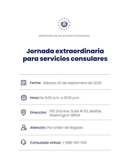 Consulado móvil de El Salvador para tramitar el pasaporte en Seattle (FB Consulados de El Salvador en Estados Unidos)