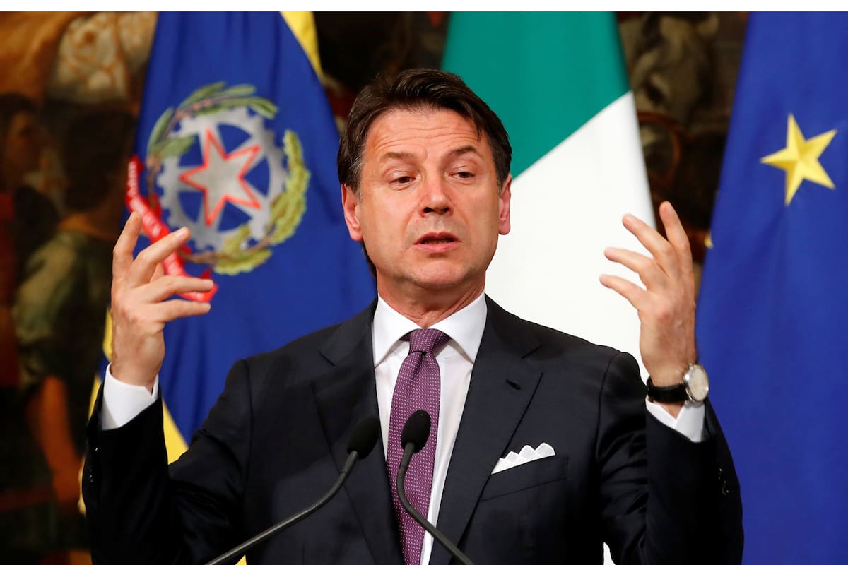 Conte, ayer, durante una conferencia de prensa en el Palacio Chigi