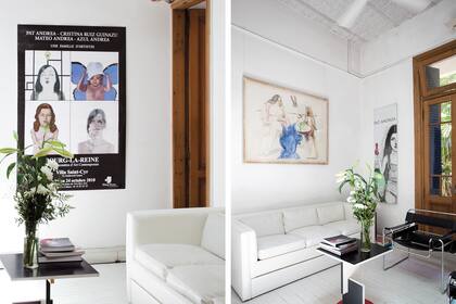 Contiguo al taller hay un estar equipado con clásicos modernos: la mesa ‘Schroeder’, de Gerrit Rietveld, y sillones ‘Wassily’, de Marcel Breuer (Manifesto). Enfrente, sobre el sofá hecho a medida, una pintura que representa a Cristina con Mateo recién nacido.