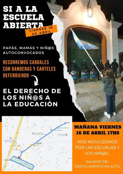 Convocatoria en Cardales para repudiar la suspensión de las clases presenciales