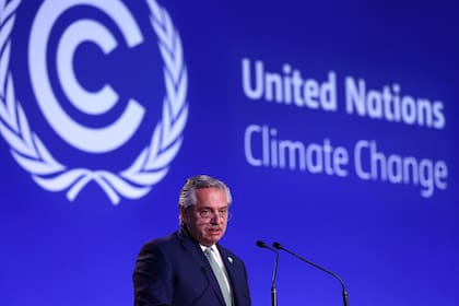 El presidente Alberto Fernández en la reciente Conferencia de las Naciones Unidas sobre el Cambio Climático (COP26) en Glasgow