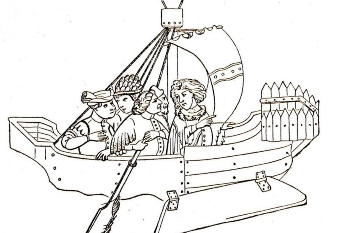 Copia de 1912 de un dibujo que apareció en una de las varias publicaciones de "Los viajes de Sir John Mandeville"