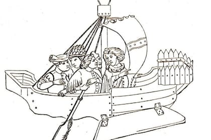 Copia de 1912 de un dibujo que apareció en una de las varias publicaciones de "Los viajes de Sir John Mandeville"