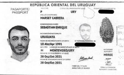 Copia del pasaporte uruguayo de Sebastián Marset