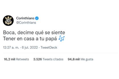 Corinthians se burló de Boca tras el partido (Foto: Twitter @Corinthians)