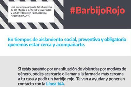 El Ministerio de Mujeres, Géneros y Diversidad de la Nación lanzó el programa "Barbijos Rojos" para colocar a las farmacias como discretos centros de recepción de denuncias por violencia de género