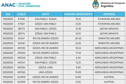 Coronavirus: el Gobierno autorizó 100 vuelos de aerolíneas internacionales para traer a los argentinos del exterior