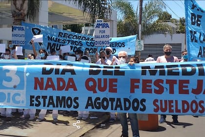 Protesta en la localidad de Ramos Mejía, en la provincia de Buenos Aires