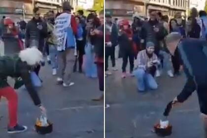 Coronavirus en la Argentina: indignación en las redes por una quema de barbijos en el Obelisco