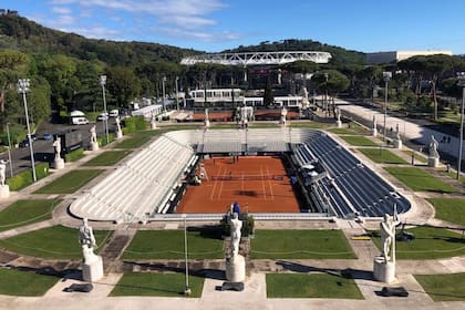 El Foro Itálico, escenario del Abierto de Italia de tenis, que podría jugarse entre septiembre y octubre.