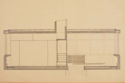 Corte transversal de la Casa sobre el Arroyo: Archivo Williams