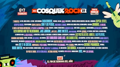 Cosquín Rock reveló la grilla de su edición 2027, que se realizará el 6 y 7 de febrero en el Aeródromo de Santa María de Punilla, Córdoba