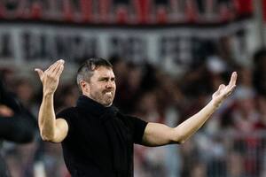 Coudet en el Monumental, en un partido de la Copa Libertadores entre River e Inter de Porto Alegre