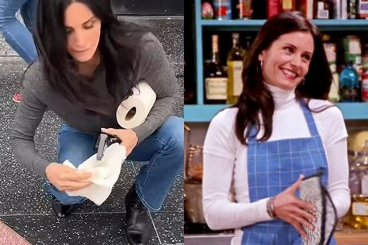 Courteney Cox se tomó muy en serio su papel en Friends y lo trasladó a la vida real para sacarle brillo a las estrellas del Paseo de la Fama