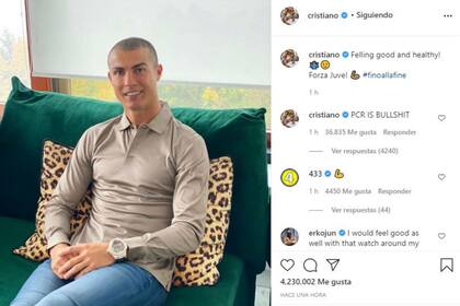 CR7 mostró su enojo en Instagram por las pruebas de coronavirus que le realizaron