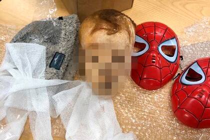 Cráneo momificado de un chico de entre 10 y 12 años