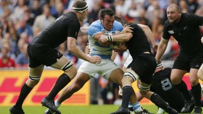 Creevy, el capitán argentino, ante los All Blacks, en el debut del último Mundial