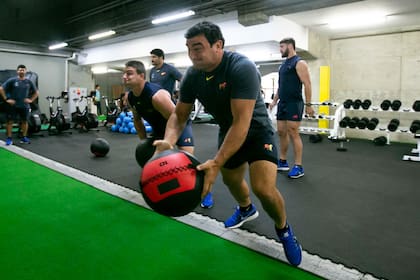 Creevy en el gimnasio, en la semana previa al partido decisivo contra Inglaterra.