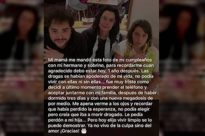 "Creía que iba a morir drogado", confesó Felipe Pettinato en un conmovedor mensaje en las redes sociales