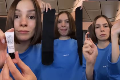 Crema humectante, perfumes y hasta una pijama fueron parte de las amenidades que encontró la tiktoker en su lugar de primera clase