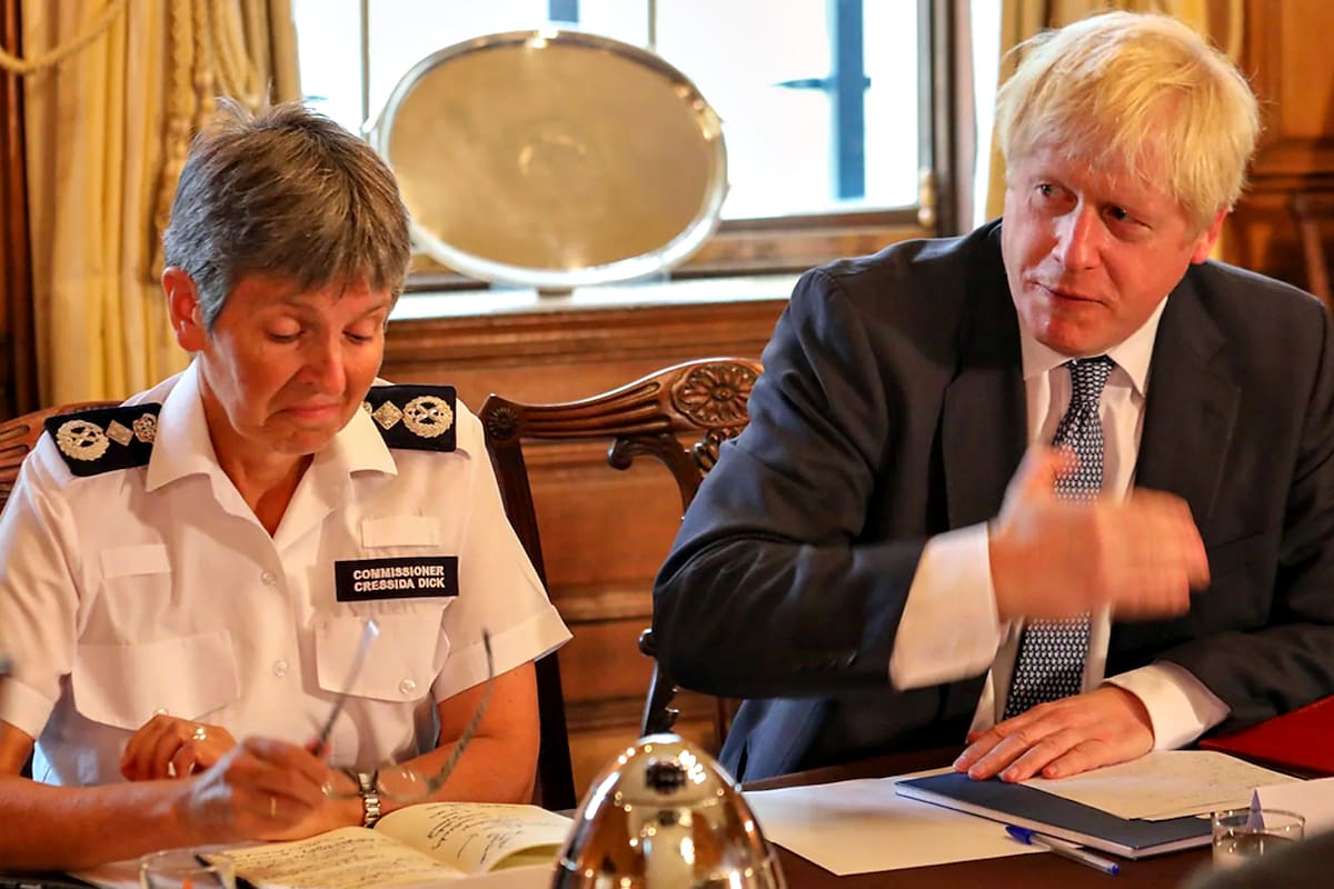 Cressida Dick y Boris Johnson