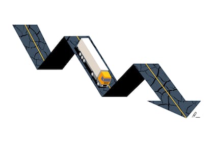 Crisis en las rutas argentinas. Ilustración: Agdamus