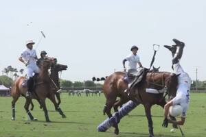 Cristian Laprida (h.) vuela espectacularmente de su caballo