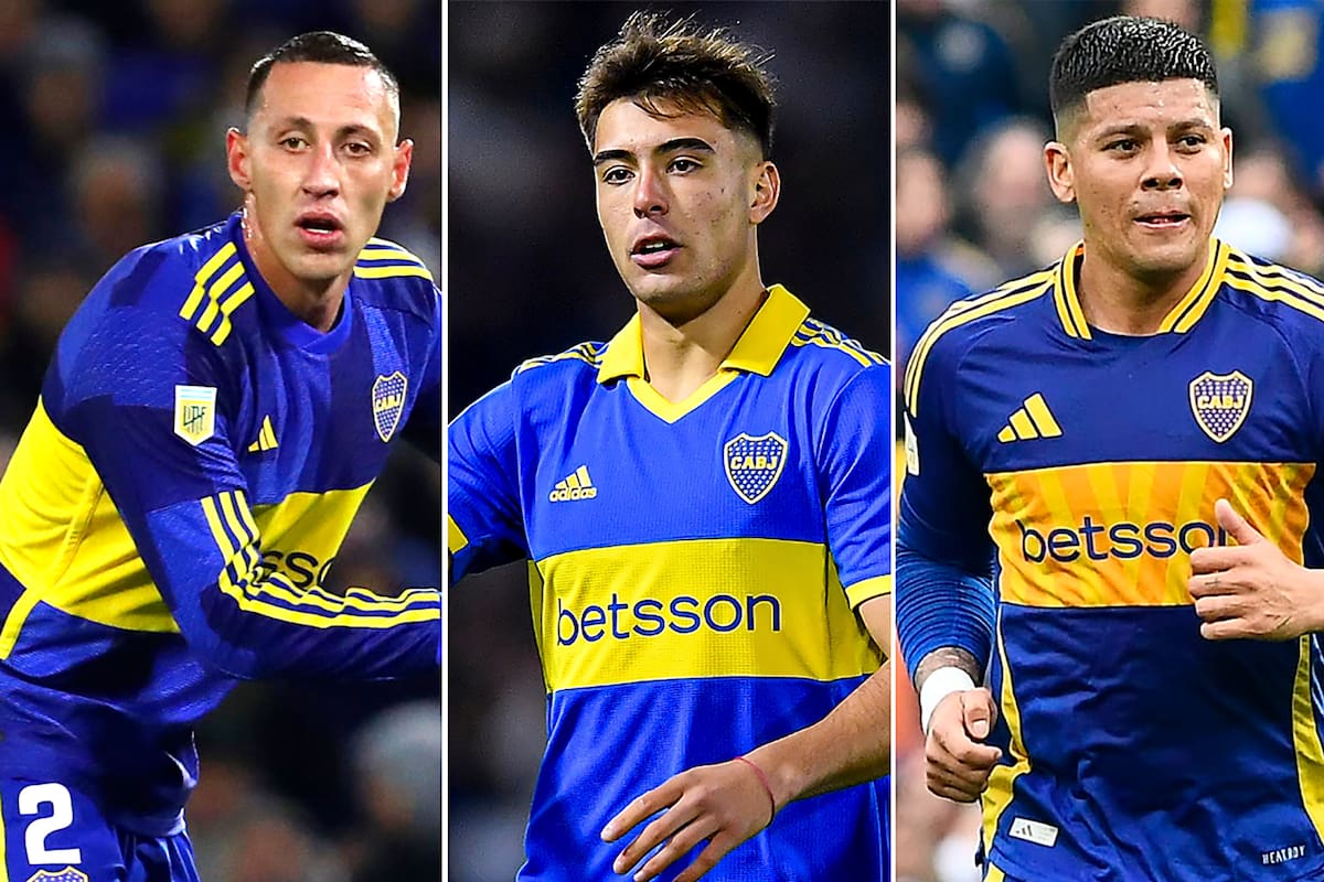 Cristian Lema, Aaron Anselmino y Marcos Rojo, una línea de 3 que está siendo analizada por Diego Martínez para jugar ante River, en el clásico de este sábado, en la Bombonera