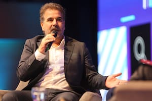 Cristián Ritondo, hoy, durante el panel de AmCham, en donde se mostró alineado a Milei
