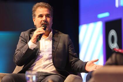 Cristián Ritondo, hoy, durante el panel de AmCham, en donde se mostró alineado a Milei