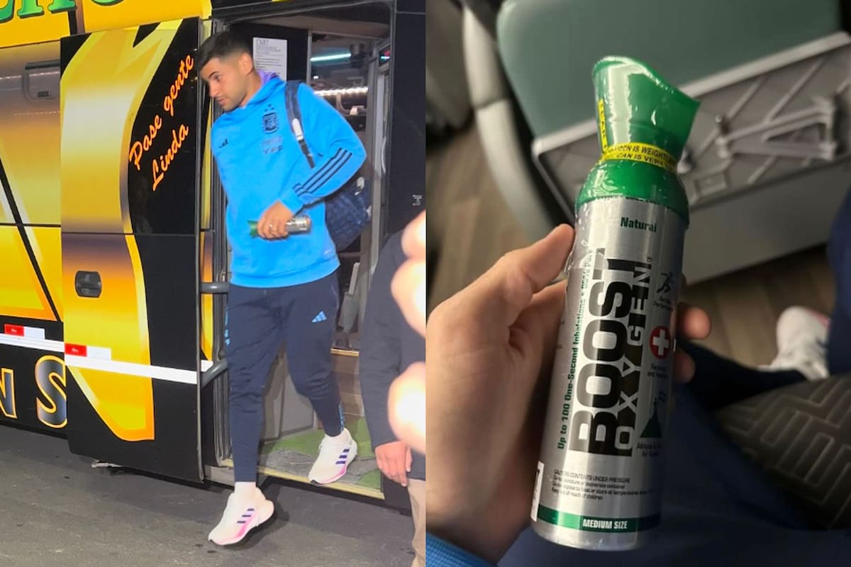 Cristian Romero baja del micro en La Paz con el "Boost", un elemento para contrarrestar la falta de oxígeno