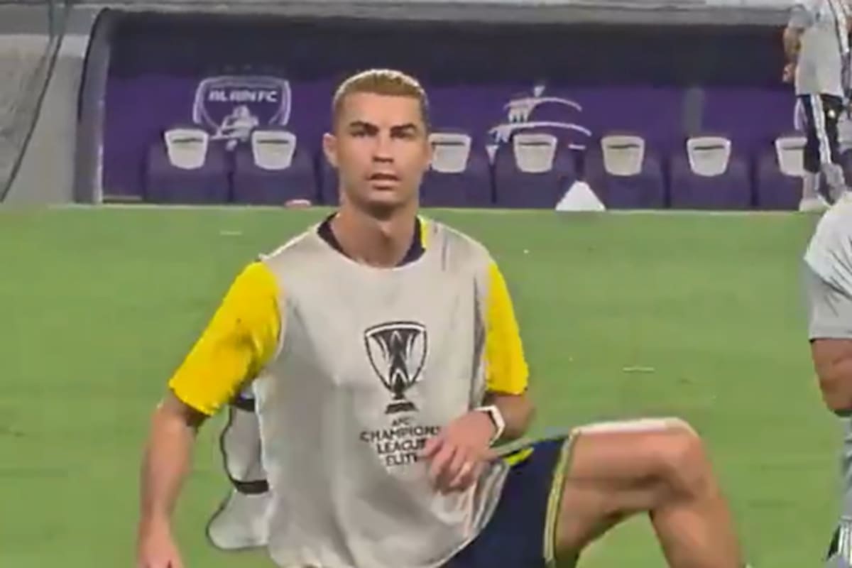 Cristiano Ronaldo durante el calentamiento previo